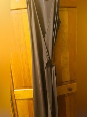 Calvin Klein Slinky Sleeveless Wrap-Style Women's Dress in Brown